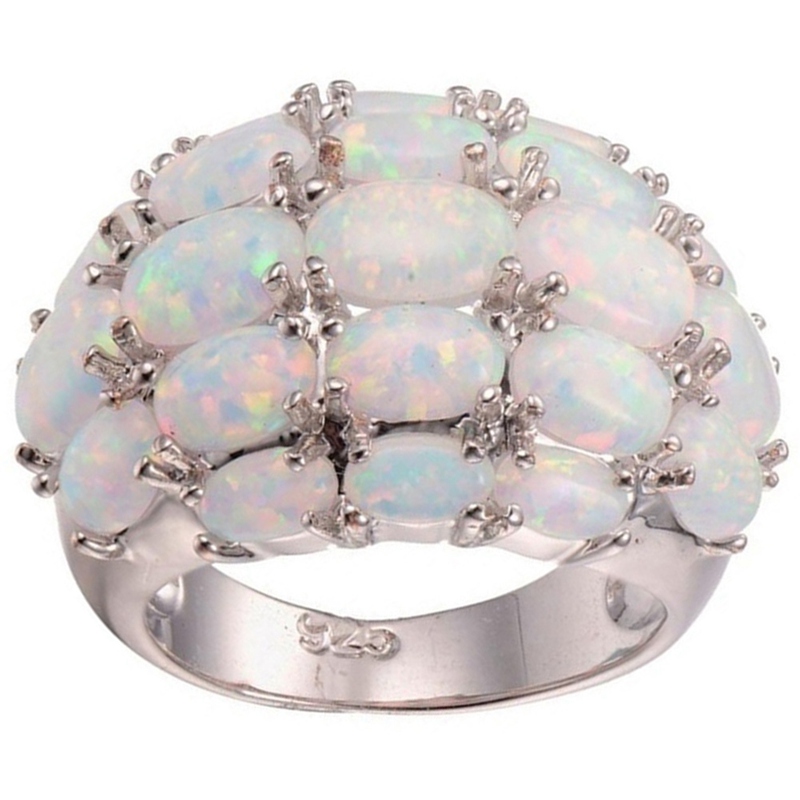 Inlaid four-row oval ring