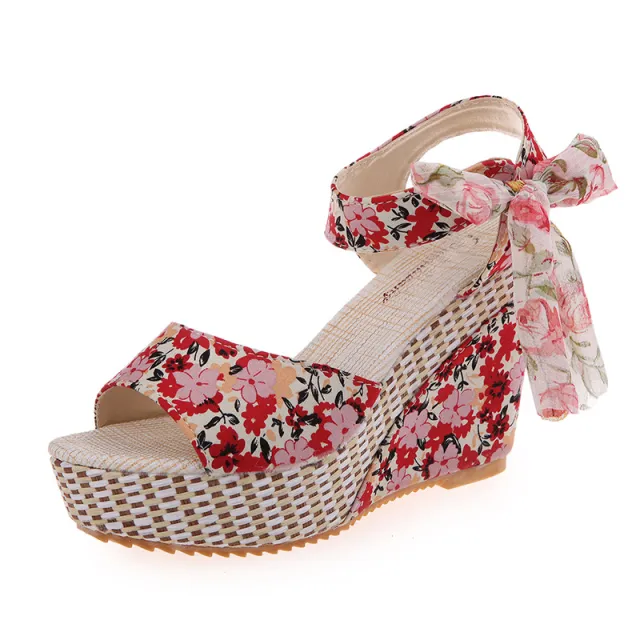 Bohemian high heel sandals Red - Shop at LoveMi