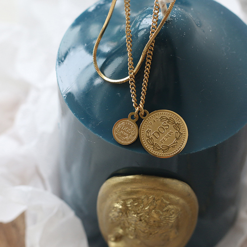 Double Coin Round Necklace
