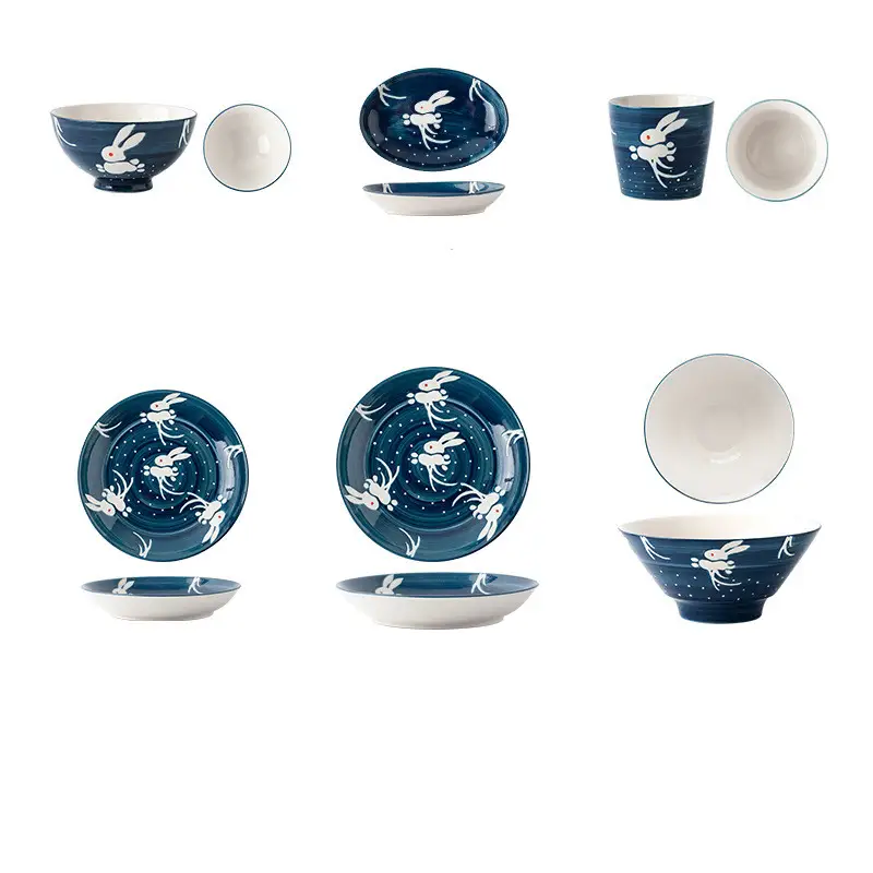 Household ceramic tableware set