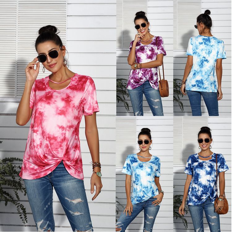 Print hollow-out Comfortable breathable T-shirt