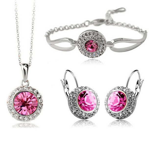 Grüner Stein Halskette Armband Ohrring Schmuck Set - Bild 7 von 8