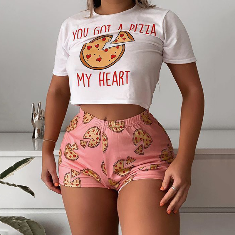 Pizza pattern print ladies suit