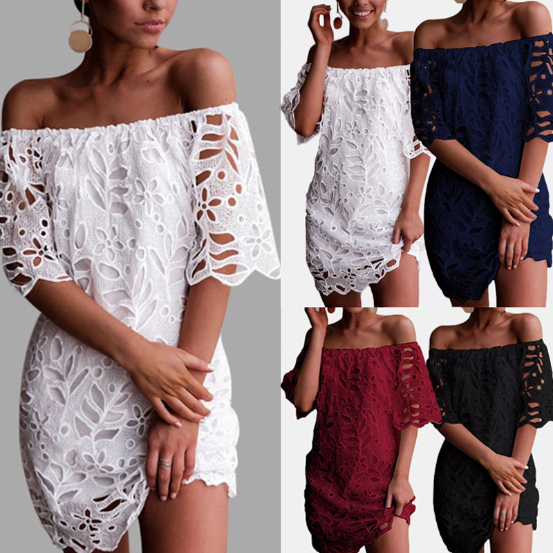 Lace one shoulder  backless women's dress