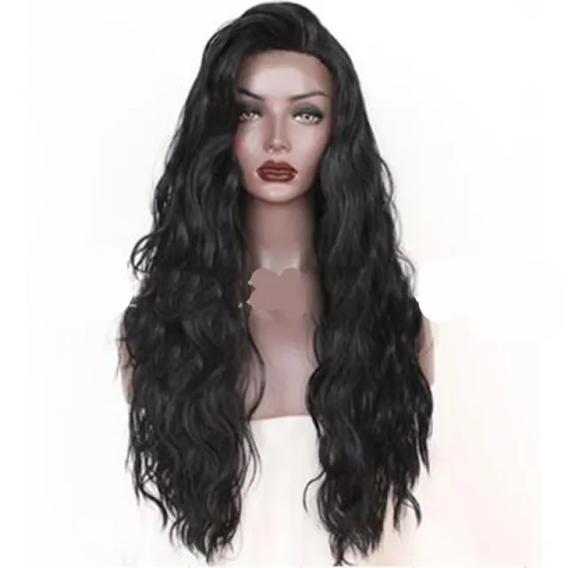 Front lace synthetic long curly hair Black - Shop at LoveMi