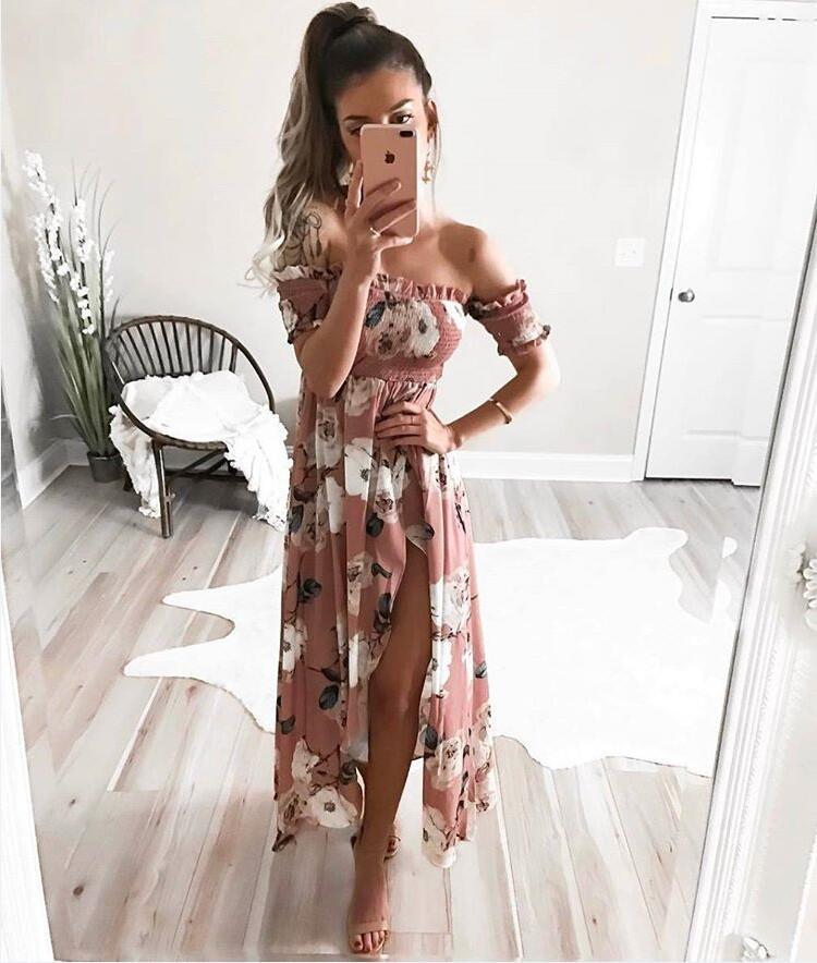 Elastic shoulder dress