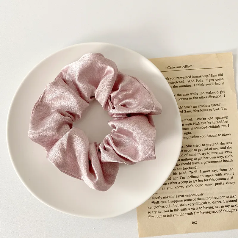 Simple satin retro large intestine loop hair rope - Rubber Powder