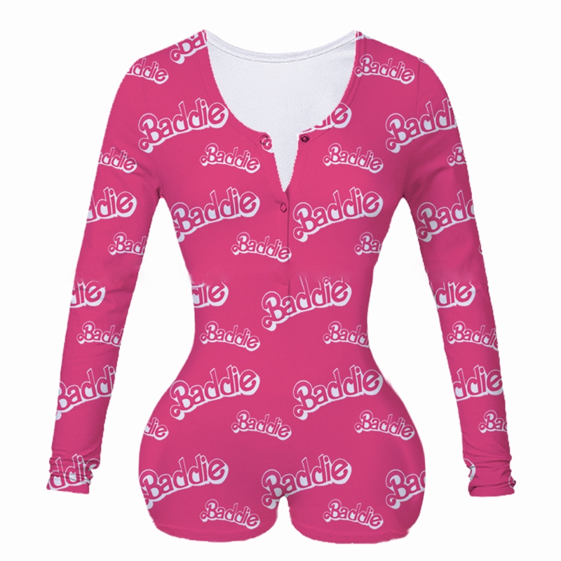 Deep V-neck panda printed long-sleeved button