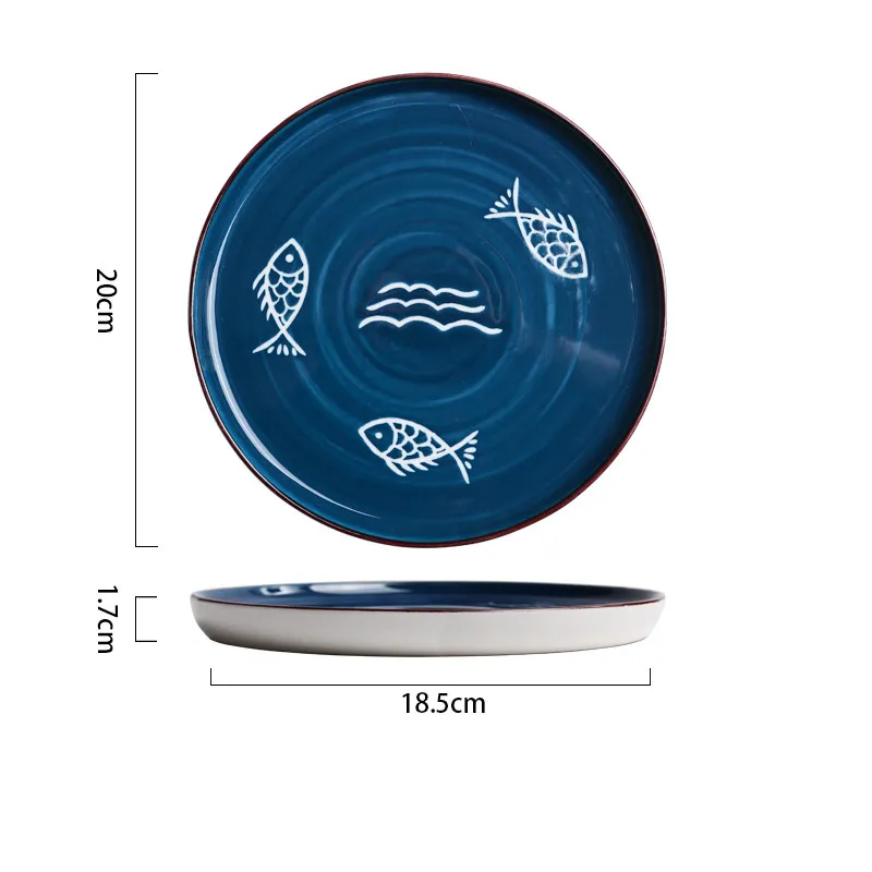 Vintage hand drawn western food plate - Fish