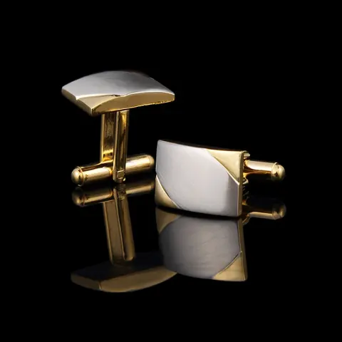 Gold Two-tone Brushed Men's Cufflinks