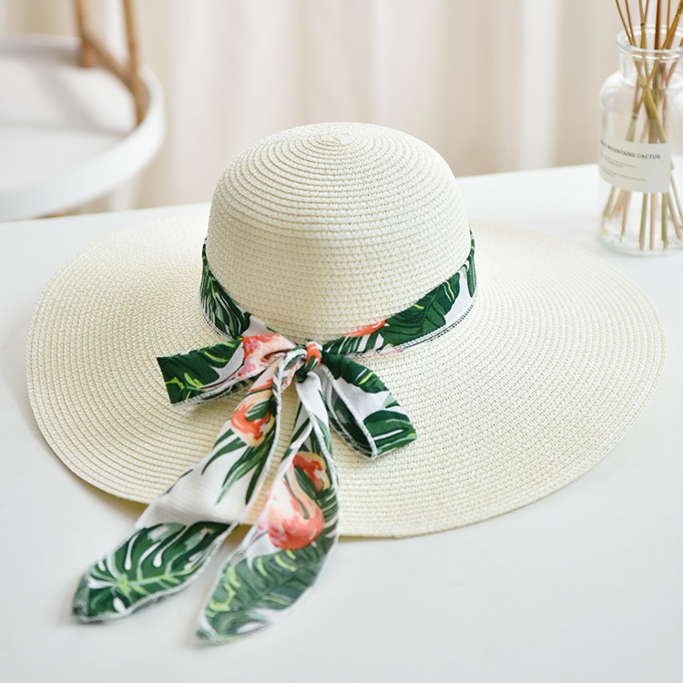 Chiffon streamer straw hat