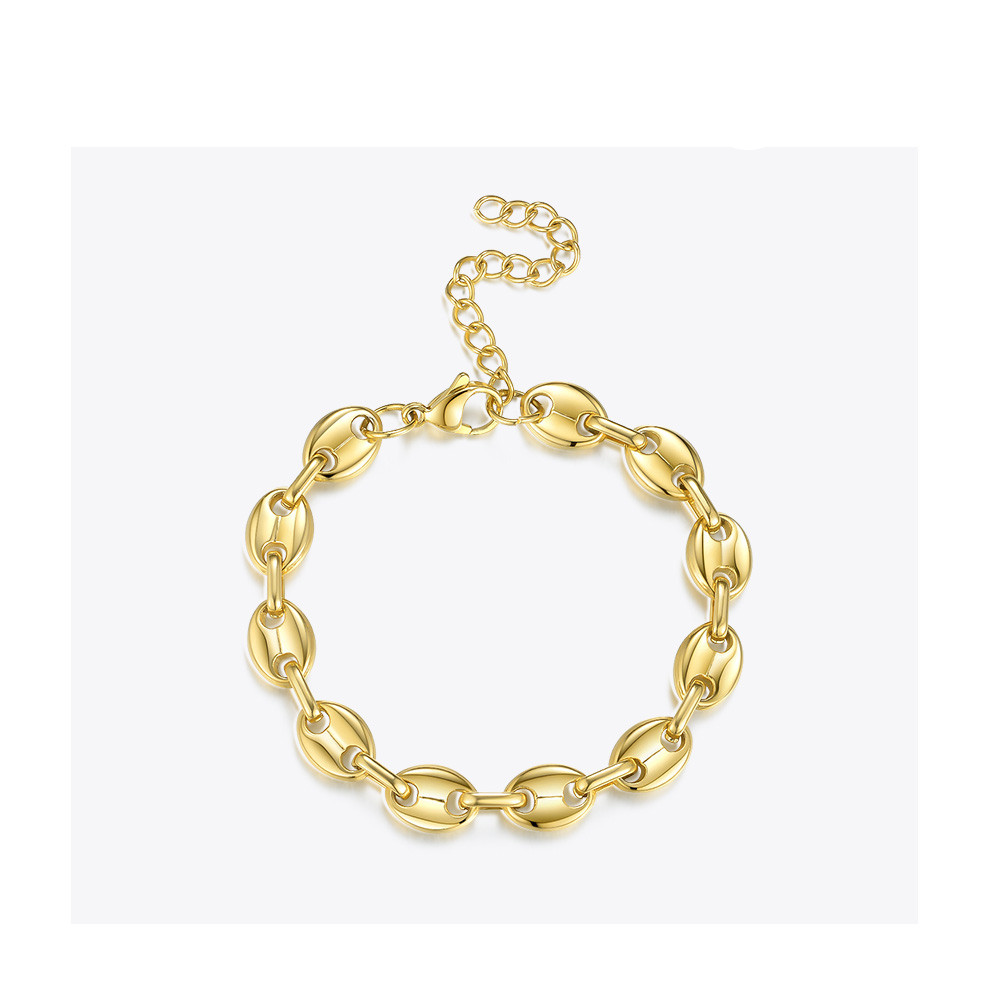 Pig nose chain coffee bean button necklace