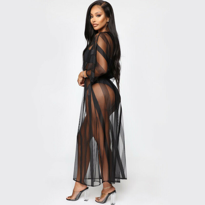 Perspective deep V long skirt casual mesh skirt