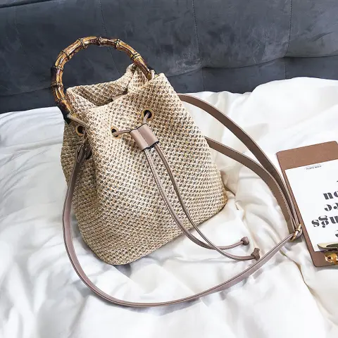 Bamboo Bag Bucket Bag Female Bag