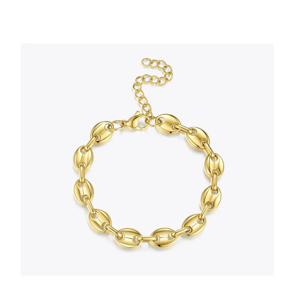 Pig nose chain coffee bean button necklace