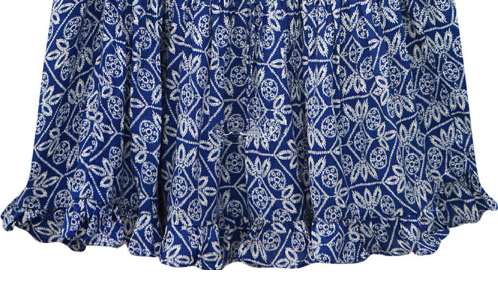 Short sleeve printed V-neck dress