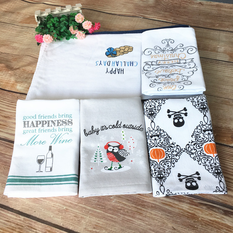 Printed cut velvet tea towel (Alphabet pumpkin)