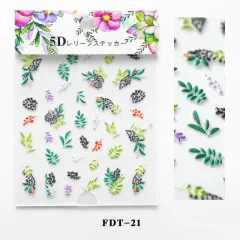 Flower series relief nail stickers - Fdt21 - View 1