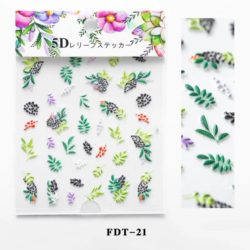Flower series relief nail stickers - Fdt21