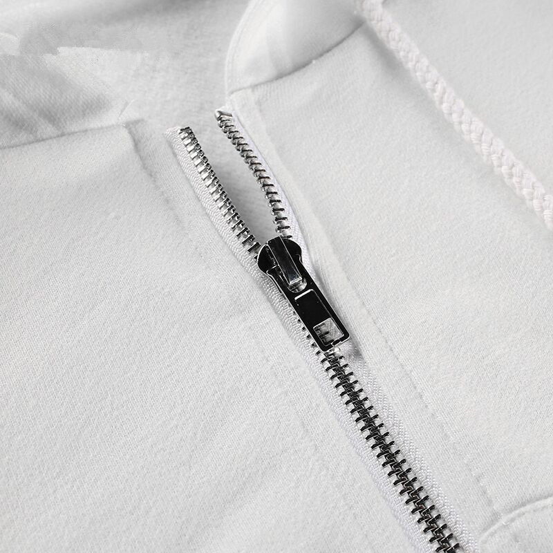 Solid color zipper hooded long sleeve
