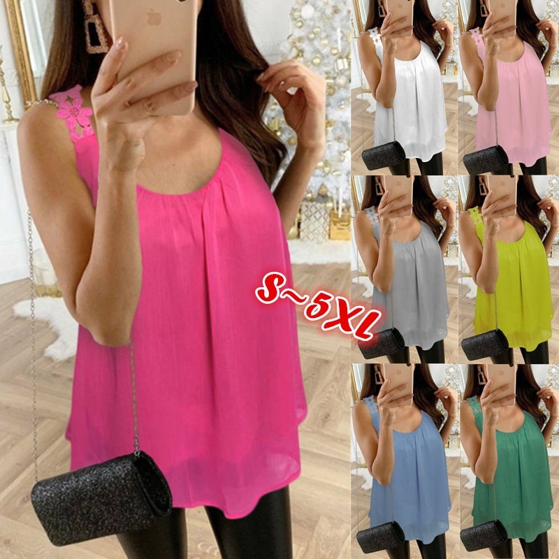 Sleeveless T-shirt with solid lace strap