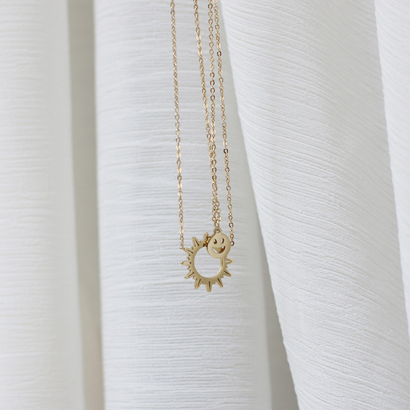 Sunflower smiley face pack double stack necklace