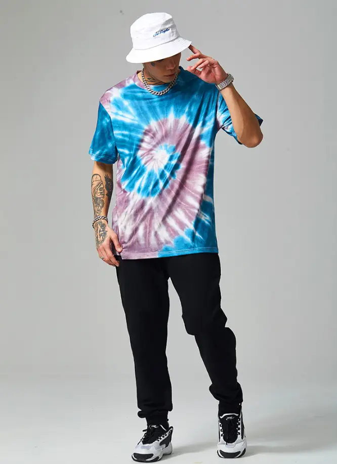 Irregular color twist thread tie-dye short sleeve