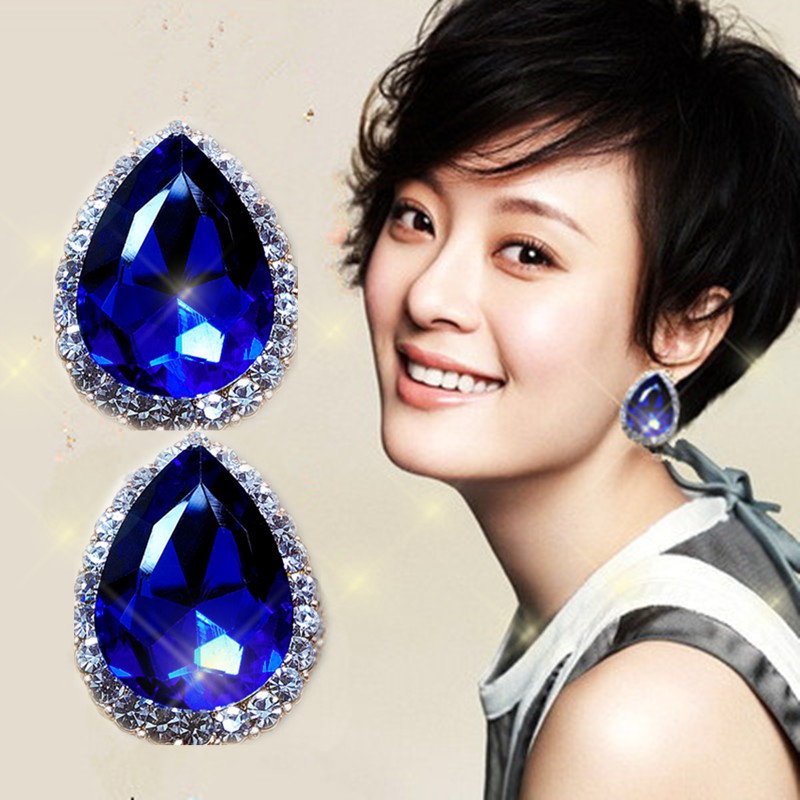 925 earrings retro drop-shaped crystal diamond earrings — foto 6