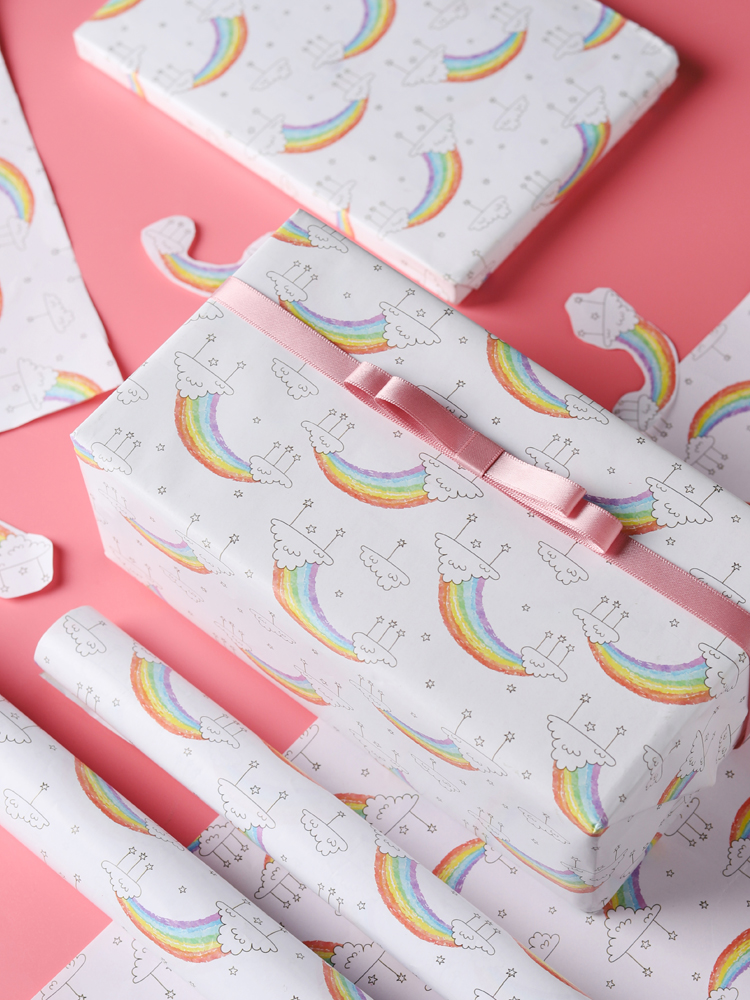 Cute cartoon rainbow wrapping paper