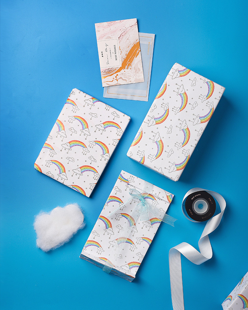 Cute cartoon rainbow wrapping paper