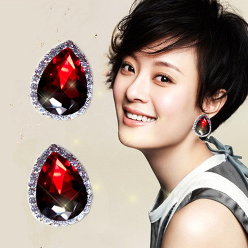 925 earrings retro drop-shaped crystal diamond earrings — foto 5