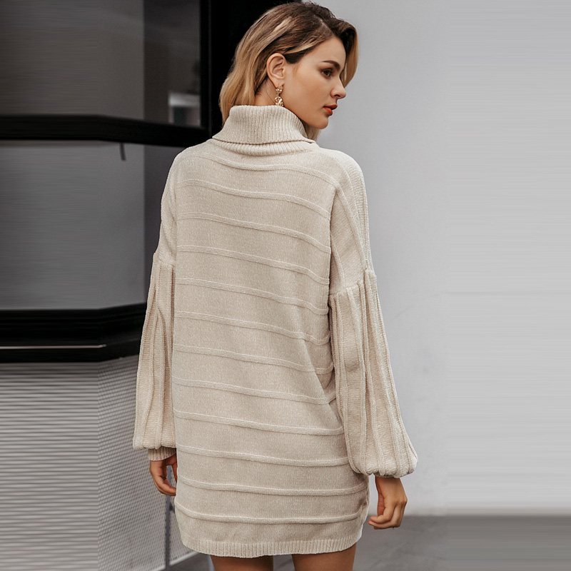 Long sleeve high neck knitted step skirt