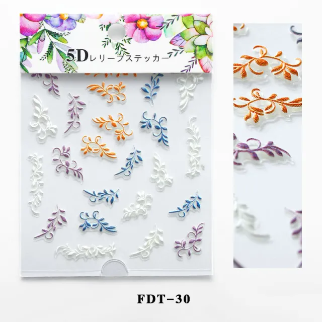 Flower series relief nail stickers Fdt30 - Shop at LoveMi