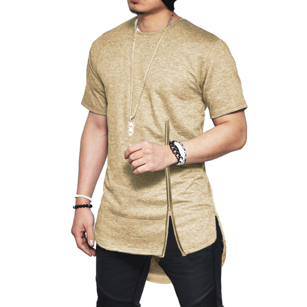 Chest zipper hip hop short sleeve