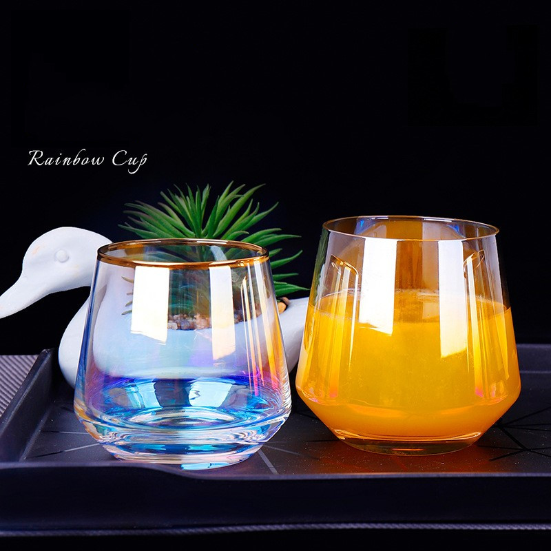 Creative colorful glass rainbow refraction cup