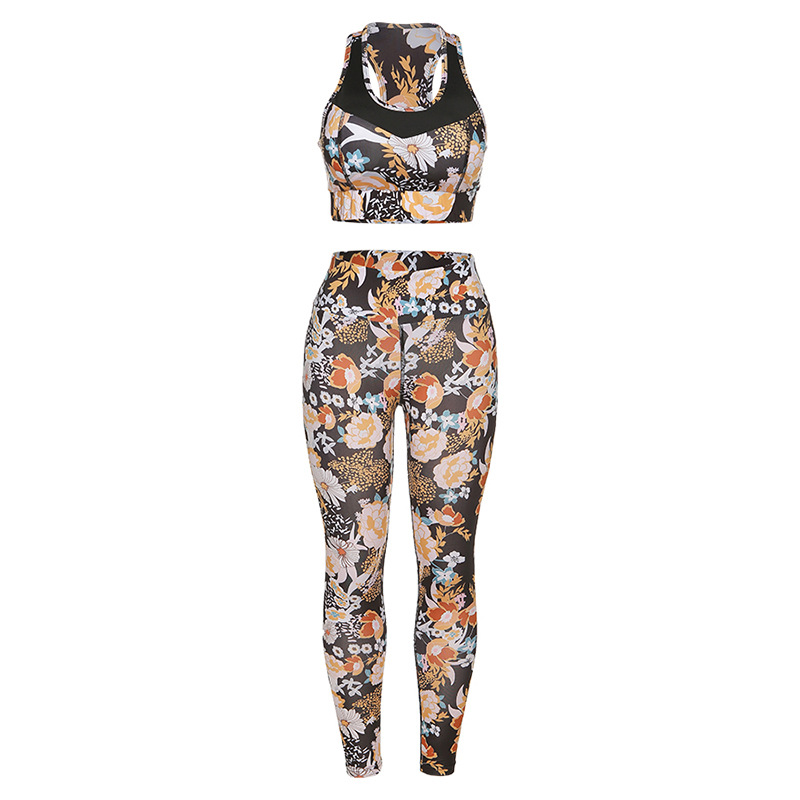 Printed slim yoga sports suit