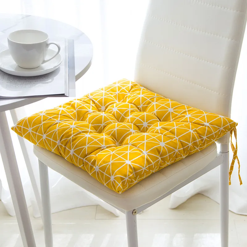 Summer Chair Cushion - Yellow Chessboard