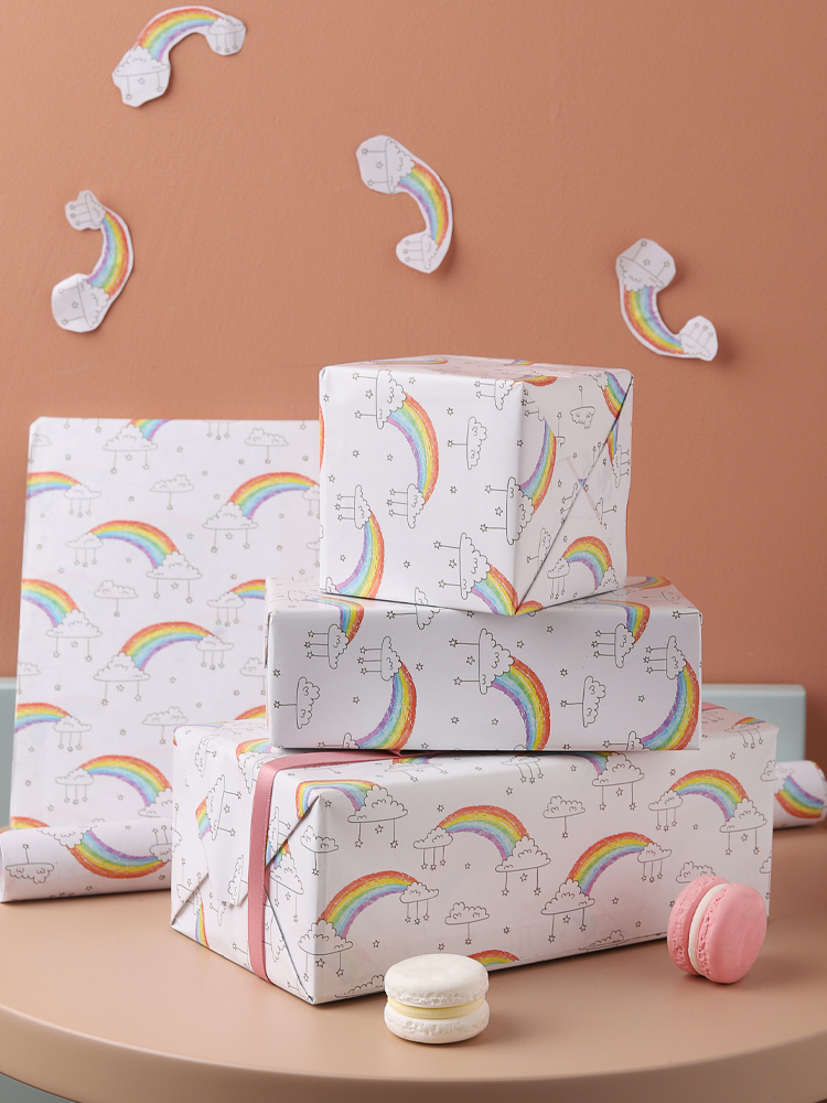 Cute cartoon rainbow wrapping paper