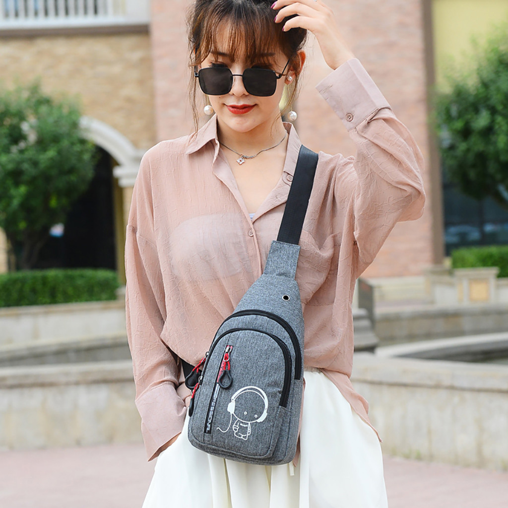 Men's nylon luminous chest bag