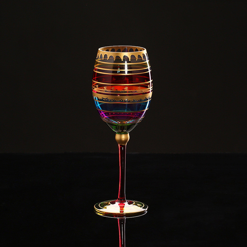 Stained glass tall wine glass