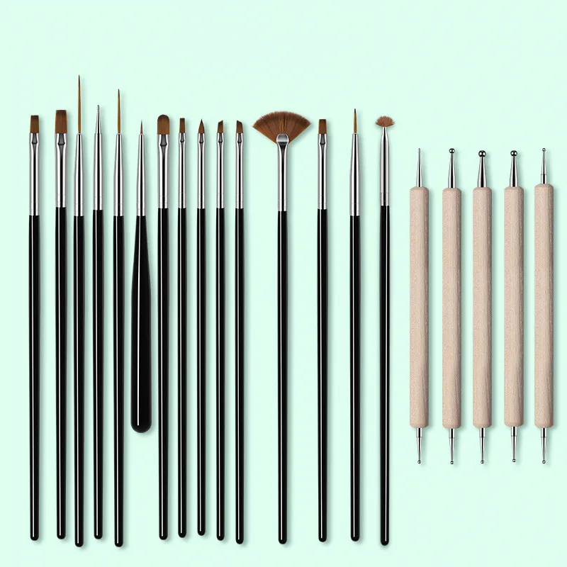 20 manicure brush tool sets - Black