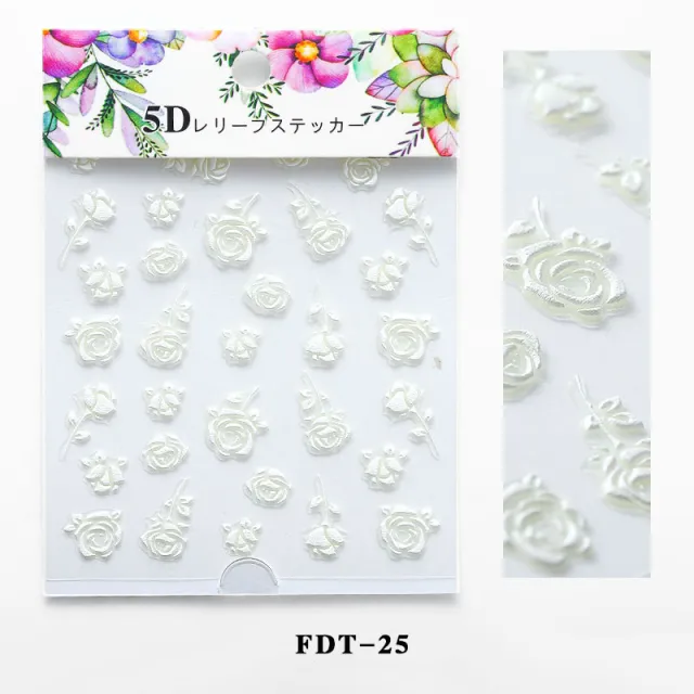 Flower series relief nail stickers Fdt25 - Shop at LoveMi