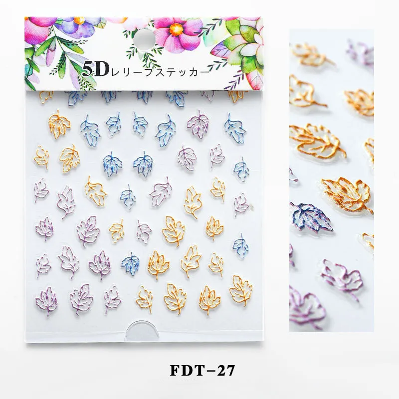 Flower series relief nail stickers - Fdt27