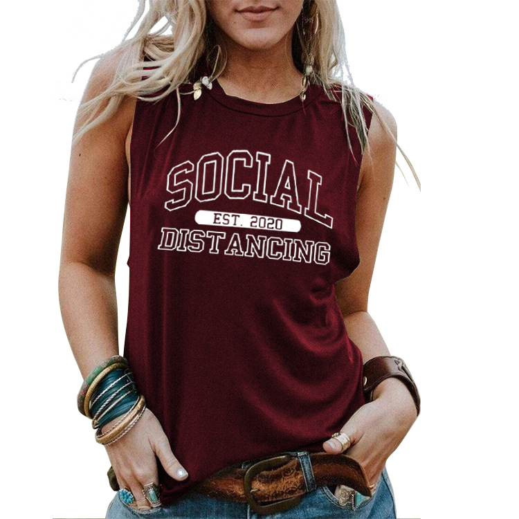 European and American alphabet sleeveless vest