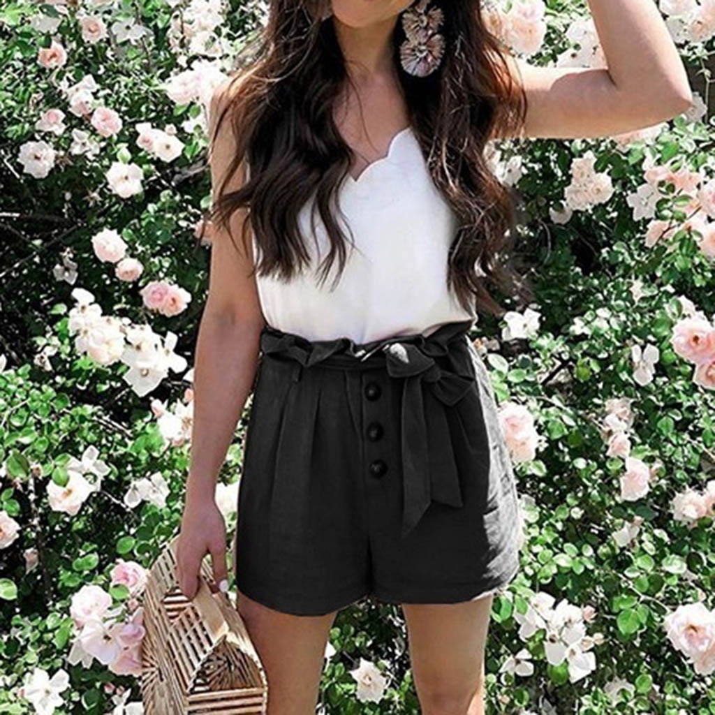 Casual shorts with elastic waist Black - Shop at LoveMi