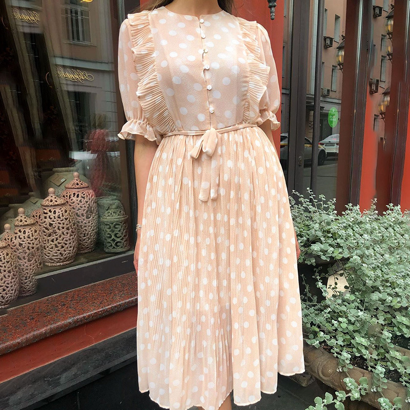 Polka dot short sleeve dress