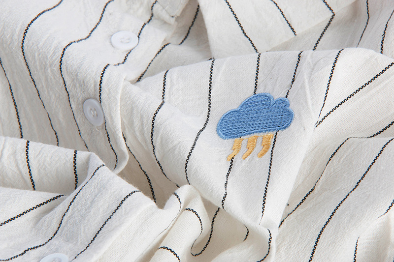 Striped embroidered white shirt