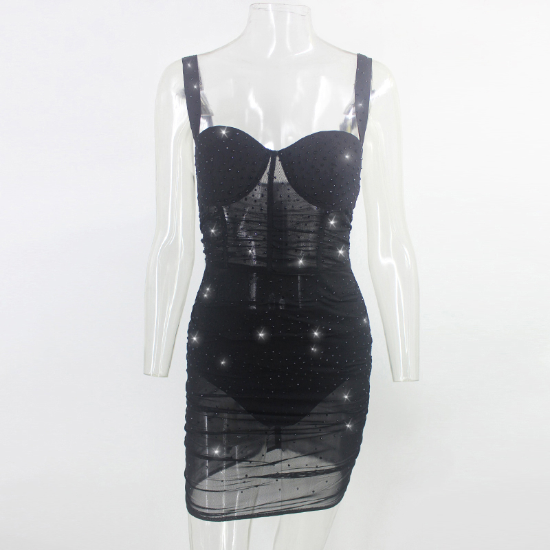 Sexy perspective lace low-cut dress