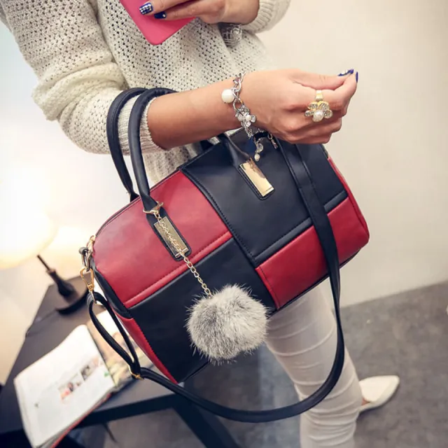 Stitching Ladies Handbag Red - Shop at LoveMi
