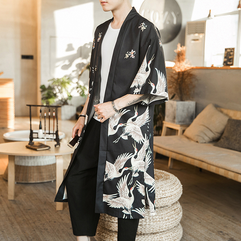 Long crane crane kimono cardigan